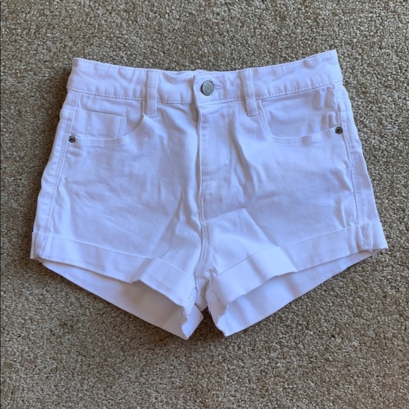 white cuffed shorts